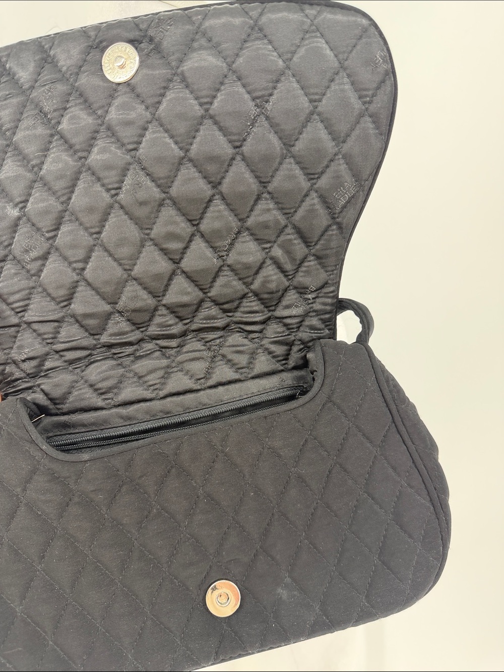Vera Bradley Black Quilted Shoulder Bag Purse Classic Solid Handbag - Picture 5 of 6